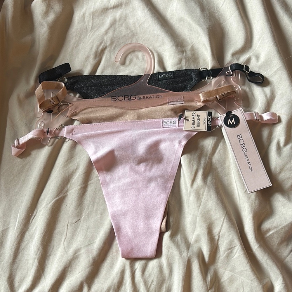 BCBGeneration Thong Trio - Light Pink, Black, Beige
